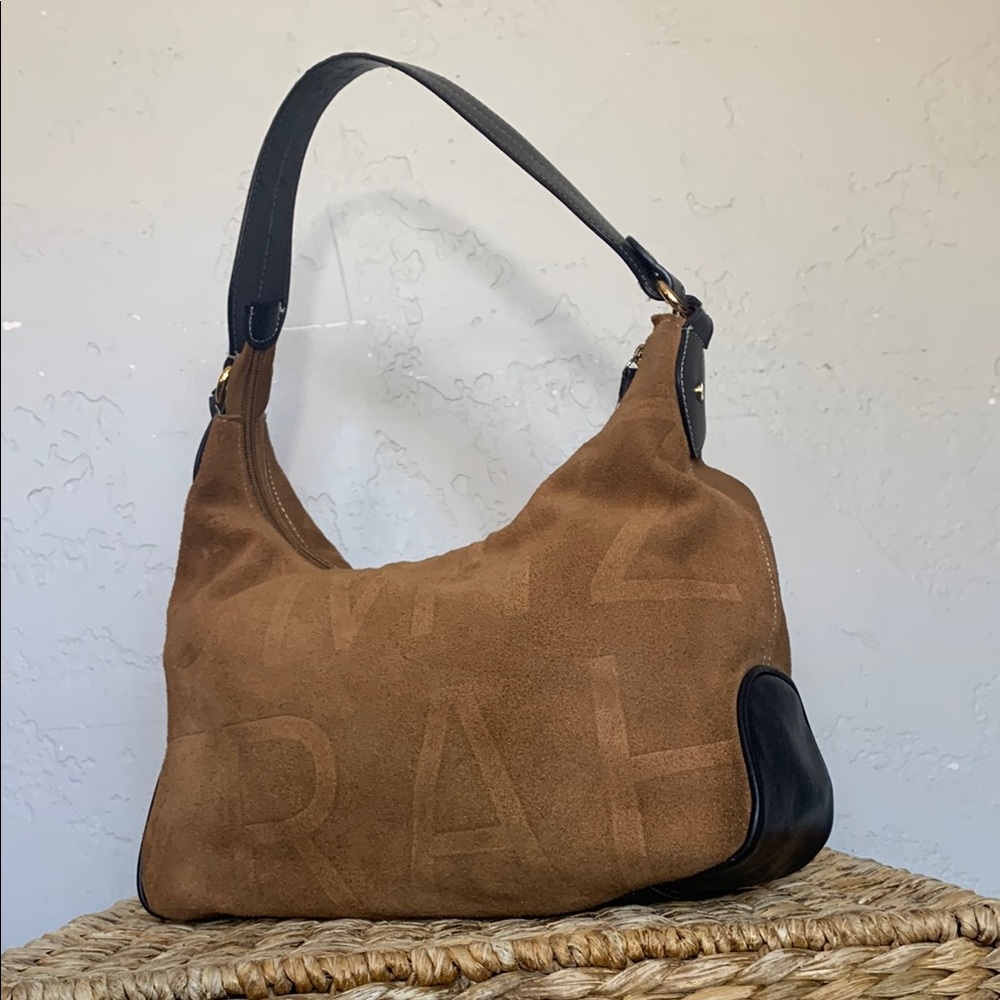Isaac Mizrahi Suede Contrast Stitch Bag